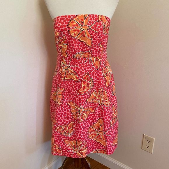 Lilly Pulitzer Butterfly Sabina Cha Cha Strapless Dress Size 12